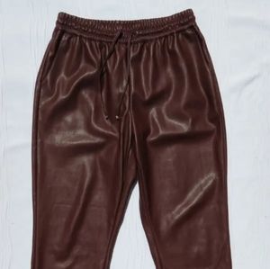 Marc New York Chocolate Brown Faux Leather Jogger Pants Medium Andrew Marc